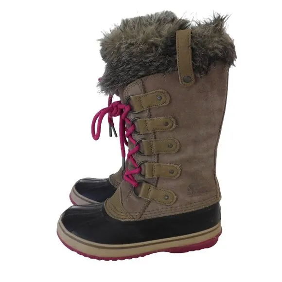 Sorel Women's Joan of Arctic Waterproof Snow Boots Gray PInk Size 6