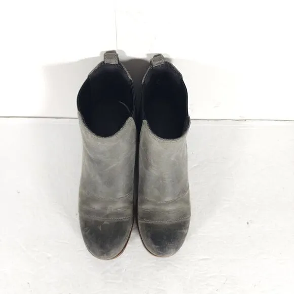 Sorel Women's Lea US6 Wedge Waterproof Leather Gray Chelsea Ankle Booties Boots