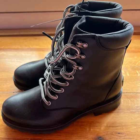 Sorel Women's Lennox Waterproof Leather Lace Up Ankle Boots Black Size 10