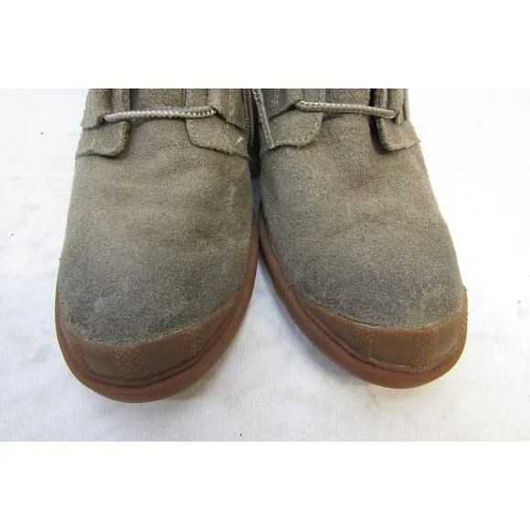 Sorel Womens Size 8 Gray Suede Lace Up Wedge Ankle Fashion Boots Bootie