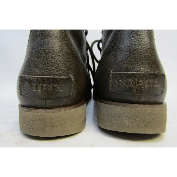 Sorel Womens Size 8 M Brown Leather Lace Up Ankle Boots