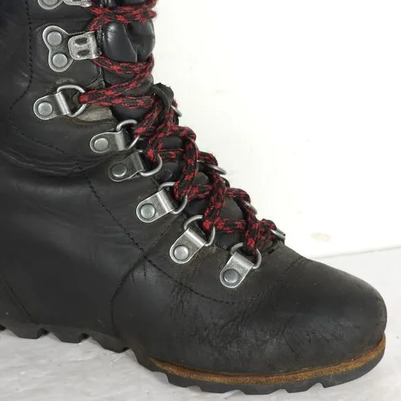 Sorel Women’s Conquest US 6 Black Leather Waterproof Wedge Ankle Winter Boots