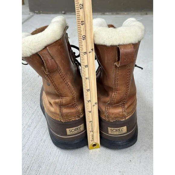 Sorel x Eddie Bauer Men's 9 Brown Leather Rubber Outdoor Duck Snow Winter Boots