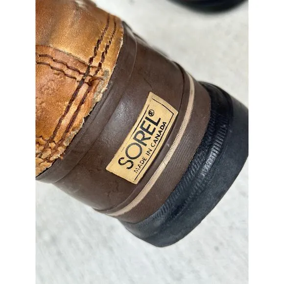 Sorel x Eddie Bauer Men's 9 Brown Leather Rubber Outdoor Duck Snow Winter Boots