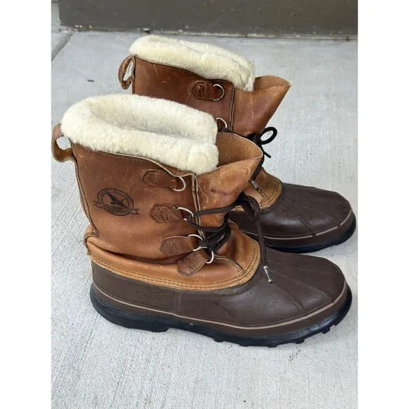 Sorel x Eddie Bauer Men's 9 Brown Leather Rubber Outdoor Duck Snow Winter Boots
