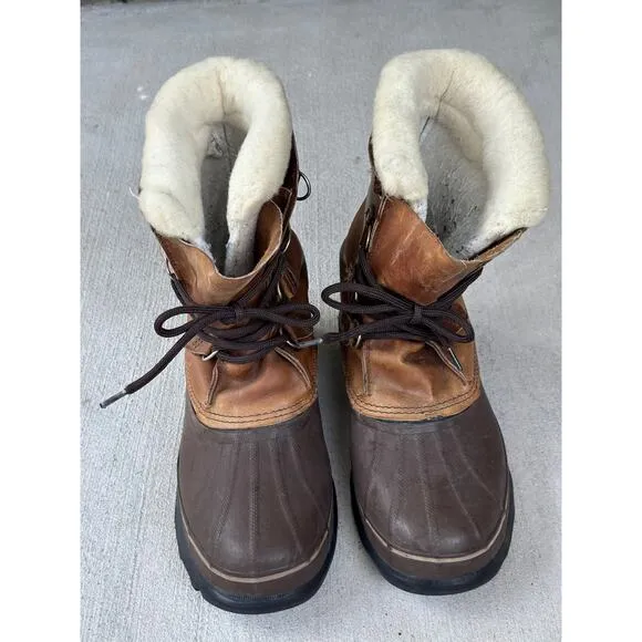 Sorel x Eddie Bauer Men's 9 Brown Leather Rubber Outdoor Duck Snow Winter Boots