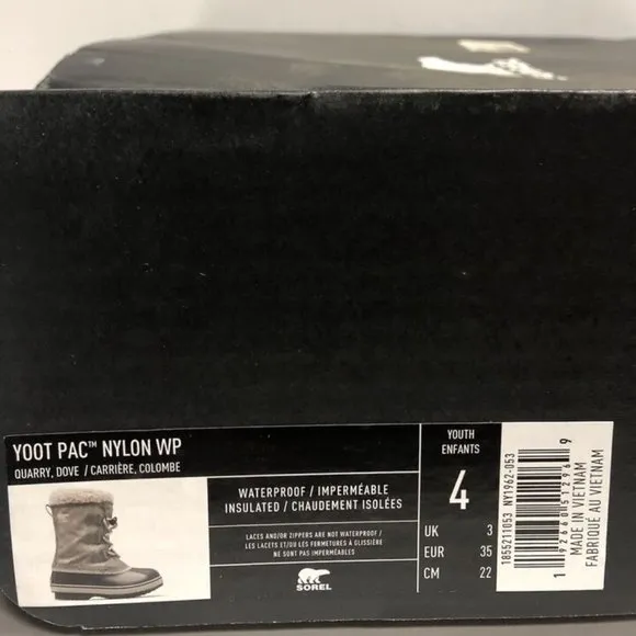 Sorel Yoot Pac Nylon Waterproof Winter Boots Gray, Girls’ Size 4 M
