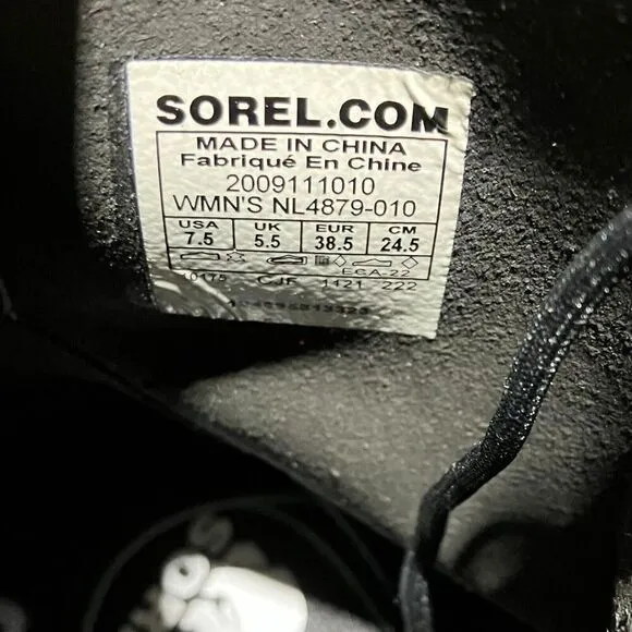 Sorel Boots Womens 7.5 Hi-Line Jet Black Leather Waterproof Lace Up Combat Biker