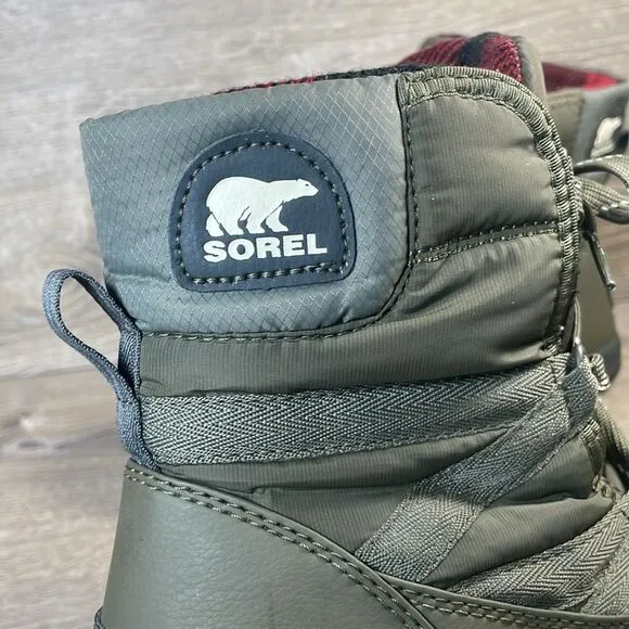Sorel Whitney Short Lace Women’s Sz 8 Warm Waterproof Alpine Tundra Green Boots