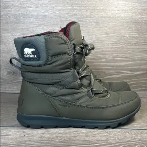 Sorel Whitney Short Lace Women’s Sz 8 Warm Waterproof Alpine Tundra Green Boots