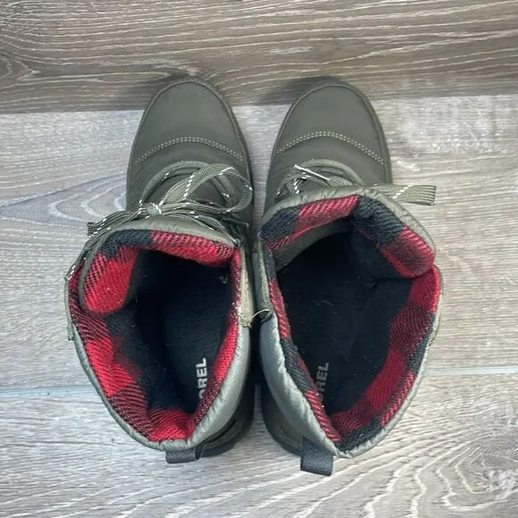 Sorel Whitney Short Lace Women’s Sz 8 Warm Waterproof Alpine Tundra Green Boots
