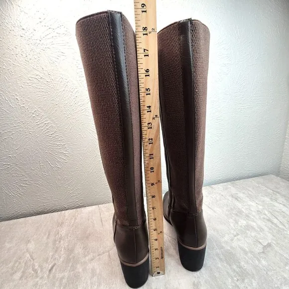 Soul Naturalizer Knee High Wedge Boots 9.5 Wide Fit Brown Comfort Platform Tall