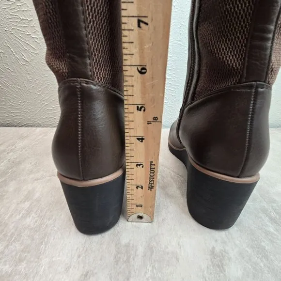 Soul Naturalizer Knee High Wedge Boots 9.5 Wide Fit Brown Comfort Platform Tall