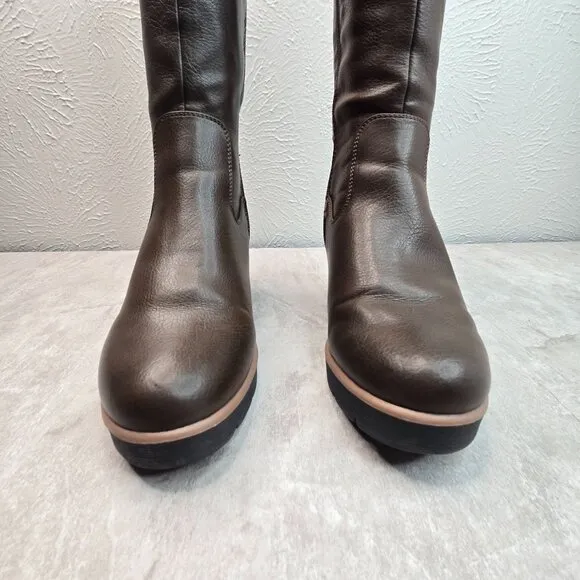 Soul Naturalizer Knee High Wedge Boots 9.5 Wide Fit Brown Comfort Platform Tall