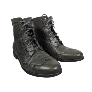 Sperry Top Sider Leather Wing Tip Lace Up Boots Men's 7.5M Olive Flat Heel 6 Eye