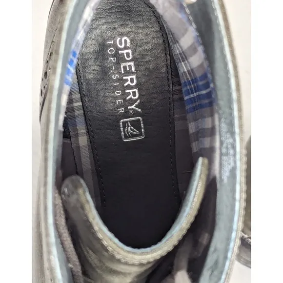 Sperry Top Sider Leather Wing Tip Lace Up Boots Men's 7.5M Olive Flat Heel 6 Eye