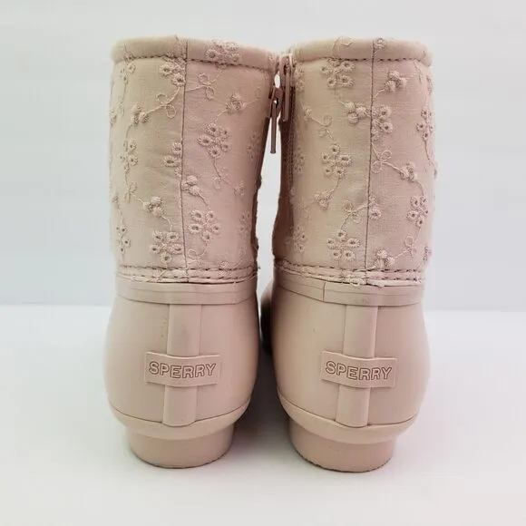 Sperry Top Sider Saltwater Youth Girls Size 6Y Pink Waterproof Duck Boots