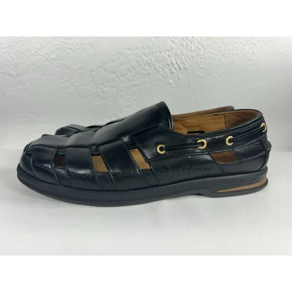 Sperry Top Spider Gold Cup Mens Leather Sandal Deerskin Lining Fisherman 10.5M