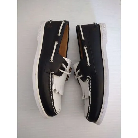 Sperry Top Spider X Brooks Brother Kiltie Boat‎ Shoes Mens Sz 11 Black White