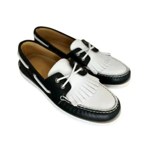 Sperry Top Spider X Brooks Brother Kiltie Boat‎ Shoes Mens Sz 11 Black White