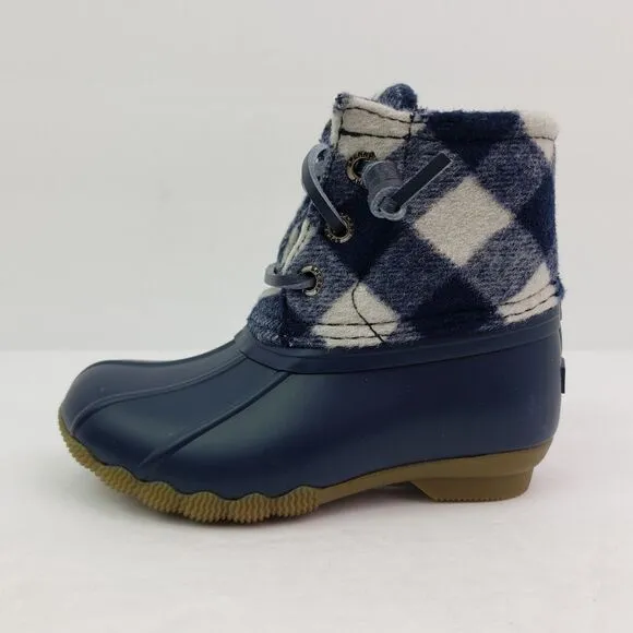 Sperry TopSider Saltwater Toddler Sz 13 Blue Plaid Wool Waterproof Duck Boot