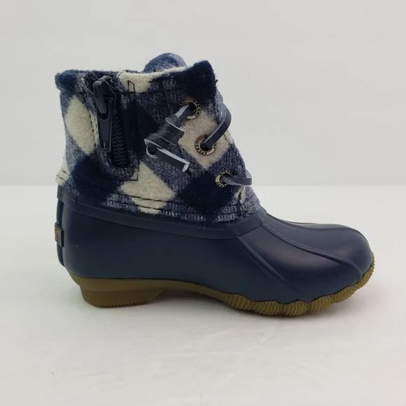 Sperry TopSider Saltwater Toddler Sz 13 Blue Plaid Wool Waterproof Duck Boot