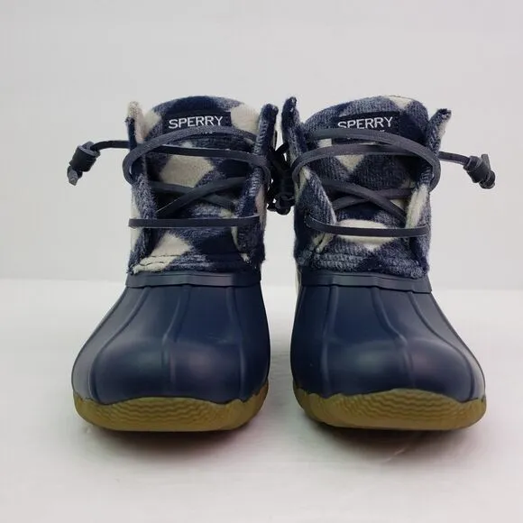Sperry TopSider Saltwater Toddler Sz 13 Blue Plaid Wool Waterproof Duck Boot