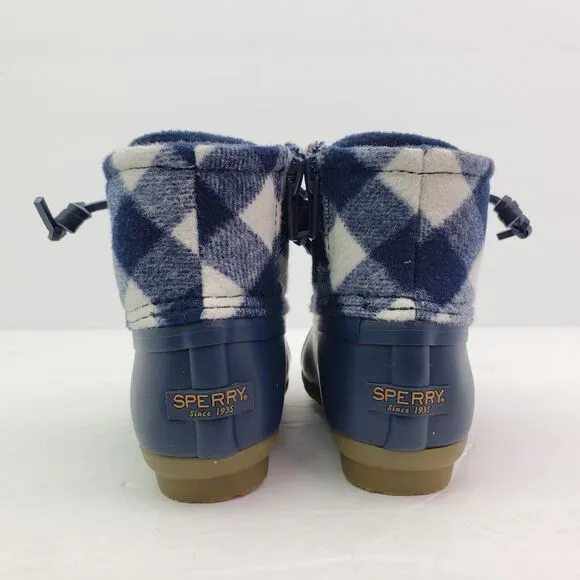 Sperry TopSider Saltwater Toddler Sz 13 Blue Plaid Wool Waterproof Duck Boot