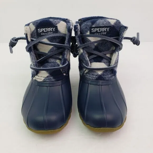 Sperry TopSider Saltwater Toddler Sz 13 Blue Plaid Wool Waterproof Duck Boot