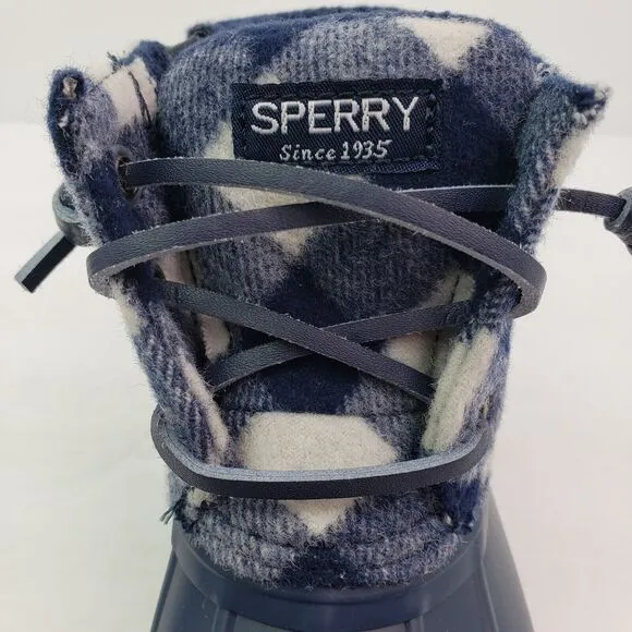 Sperry TopSider Saltwater Toddler Sz 13 Blue Plaid Wool Waterproof Duck Boot