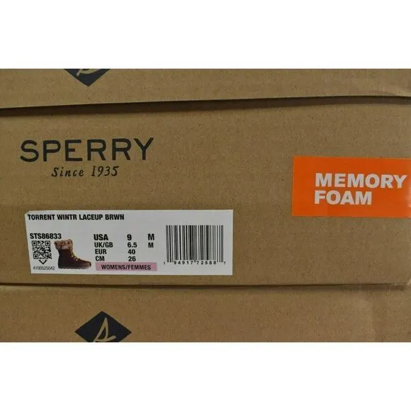 Sperry Womens Size 9 Torrent Lace Up Brown Waterproof Winter Boots STS86833