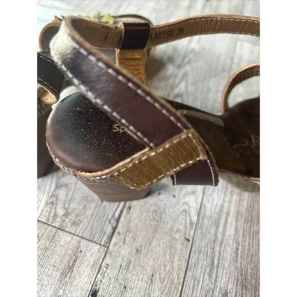 Spring Step Lavish Sandal Ankle Strap Womens Brown Boho Hippie Size 6 EU 36