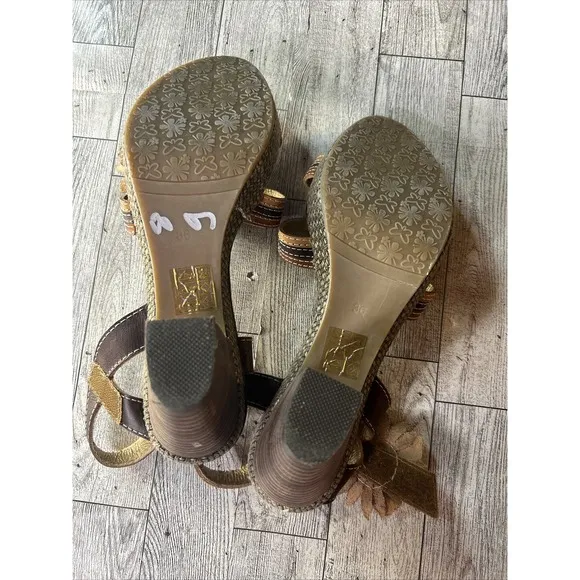 Spring Step Lavish Sandal Ankle Strap Womens Brown Boho Hippie Size 6 EU 36