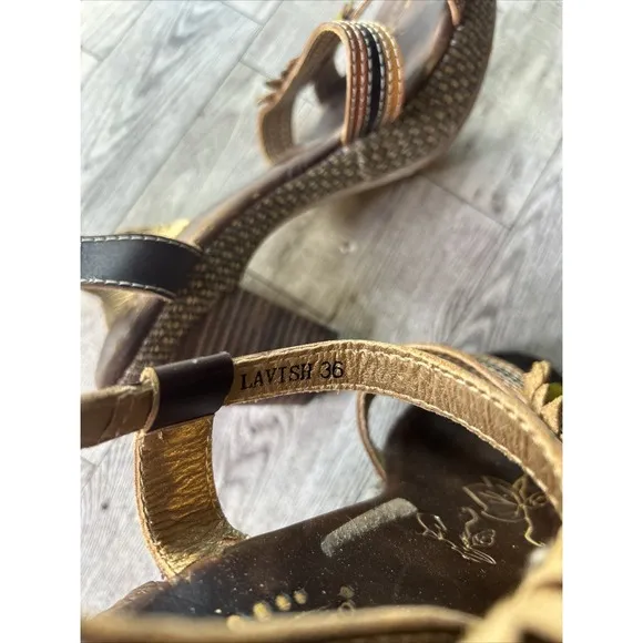 Spring Step Lavish Sandal Ankle Strap Womens Brown Boho Hippie Size 6 EU 36