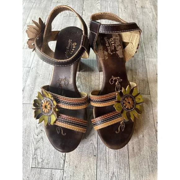 Spring Step Lavish Sandal Ankle Strap Womens Brown Boho Hippie Size 6 EU 36