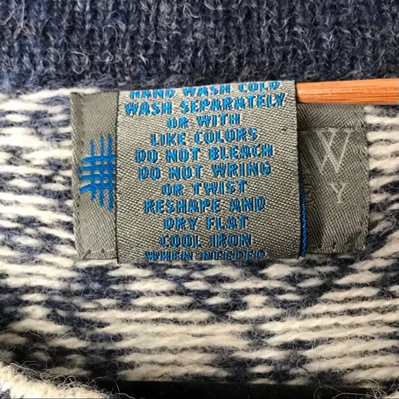 Squaw Valley Vintage Nordic Norwegian Pattern Button Front Wool Cardigan Sweater