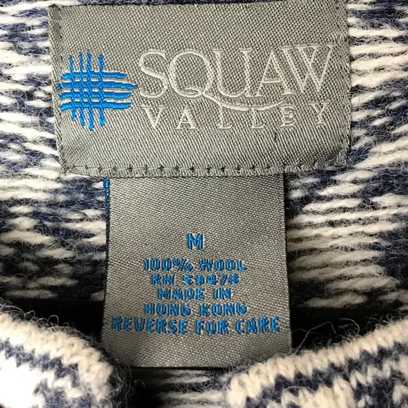 Squaw Valley Vintage Nordic Norwegian Pattern Button Front Wool Cardigan Sweater