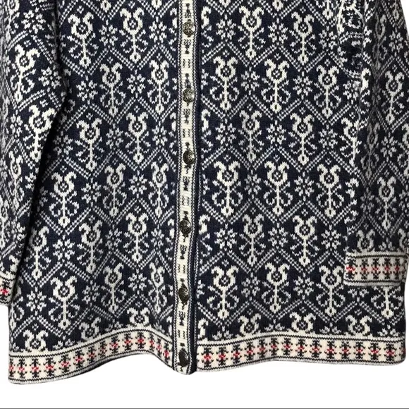 Squaw Valley Vintage Nordic Norwegian Pattern Button Front Wool Cardigan Sweater