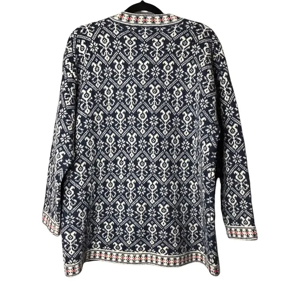 Squaw Valley Vintage Nordic Norwegian Pattern Button Front Wool Cardigan Sweater
