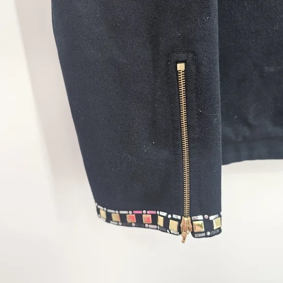 St. John Sport Black Zip Jacket – Studded Glam Details | Size M