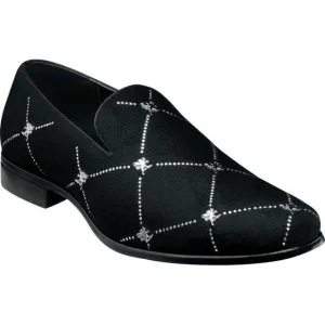 Stacy Adams Studly Black Velvet Loafer Metallic Stud Slip Size 8