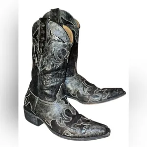 Sterling River CowGirl Cowboys Black/Gray Embroidered Leather Made InMexico