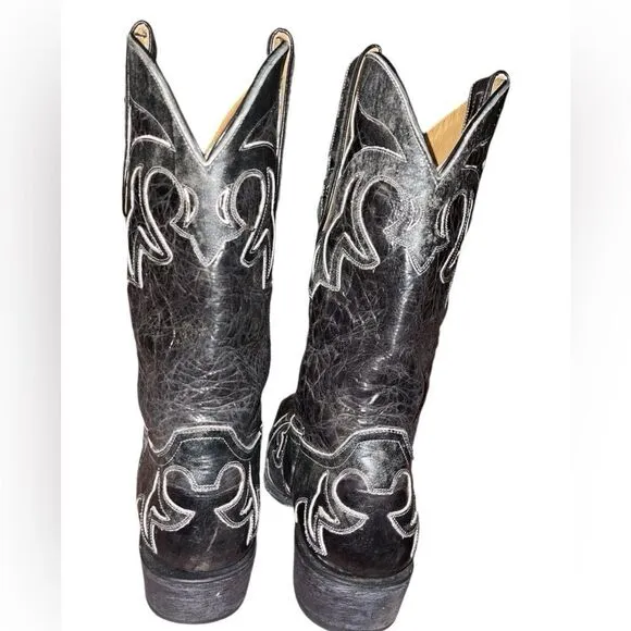 Sterling River CowGirl Cowboys Black/Gray Embroidered Leather Made InMexico