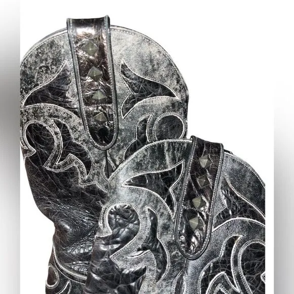 Sterling River CowGirl Cowboys Black/Gray Embroidered Leather Made InMexico