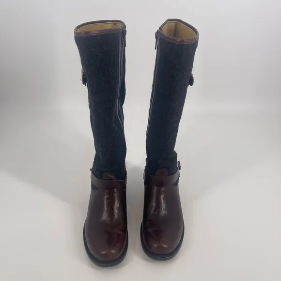 Stetson Women's 8 Adriana Grey Wool Brown Leather Riding Boots Round Toe SB4#9