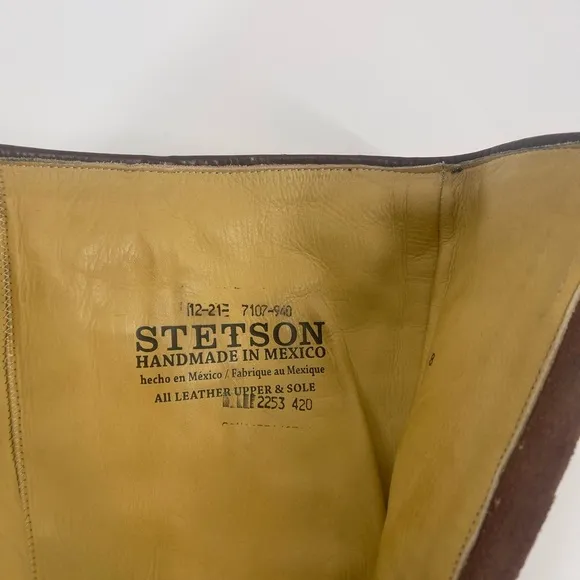 Stetson Women's 8 Adriana Grey Wool Brown Leather Riding Boots Round Toe SB4#9