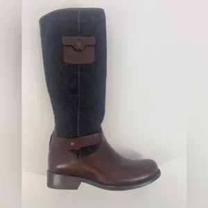 Stetson Women's 8 Adriana Grey Wool Brown Leather Riding Boots Round Toe SB4#9