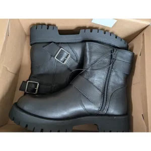 Steve Madden Ankle Boot Crusader Black Leather Women's Size 7 M