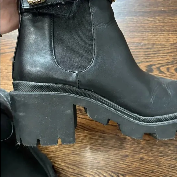 Steve Madden | Black Ankle Boots with Gemstone Accents | 8.5