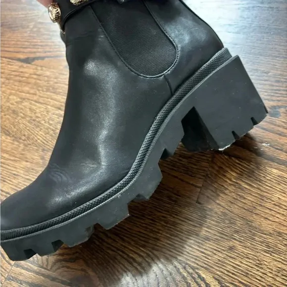 Steve Madden | Black Ankle Boots with Gemstone Accents | 8.5
